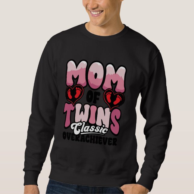 Mama der Twins Classic Overreach Spaß Sweatshirt (Vorderseite)
