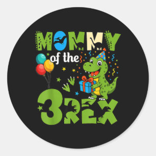 Mama des 3. Geburtstags T-Rex Geburtstag Dinosauri Runder Aufkleber