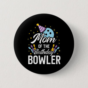 Mama des Bowler-Bowling-Party zum Geburtstag Button