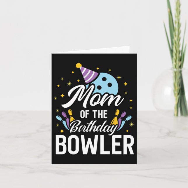 Mama des Bowler-Bowling-Party zum Geburtstag Karte (Vorderseite)