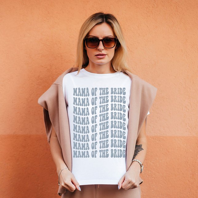 Mama des Bride Dusty Blue Matching Brautparty T-Shirt (Von Creator hochgeladen)
