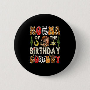Mama des Geburtstags-Cowboys Western Groovy Rodeo Button