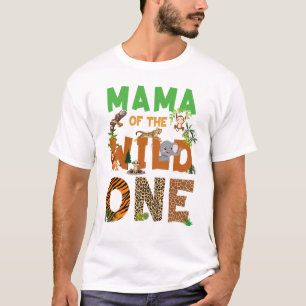 Mama des Geburtstags Wild One Safari Geburtstagski T-Shirt