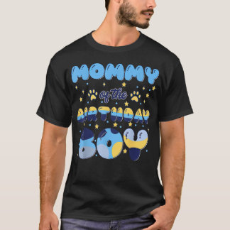 Mama des Geburtstagsjungen Blau Hund Thema Party F T-Shirt