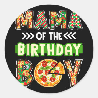 Mama des Geburtstagsjungen, Pizza-Liebhaber-Party  Runder Aufkleber