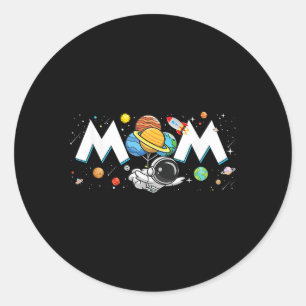 Mama des Geburtstagskind Funny Astronaut Space Fam Runder Aufkleber