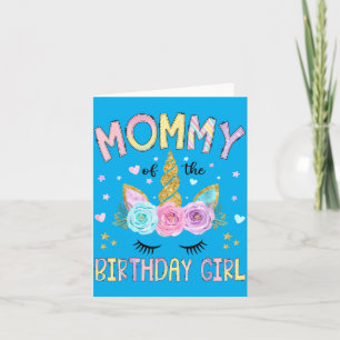 Mama des Geburtstagsmädchens Einhorn Floral Famili Karte