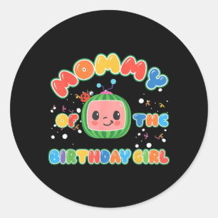Mama des Geburtstagsmädchens Lustige Melone Famili Runder Aufkleber
