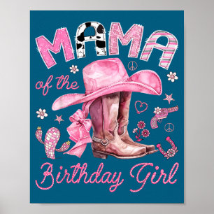 Mama des Geburtstagsmädchens pinke Cowgirl Western Poster