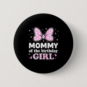 Mama des Geburtstagsmädchens rosa Schleife Familie Button