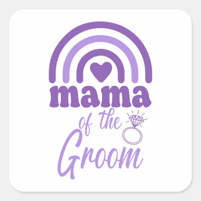 Mama des Grooms Quadratischer Aufkleber (Vorderseite)