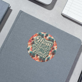 Mama des Herzens des tropischen Familienmusters Runder Aufkleber