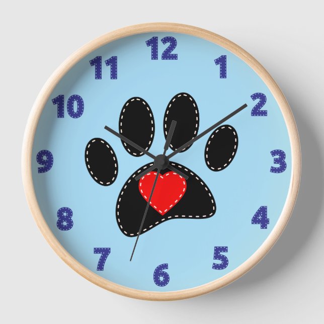 Mama des Hundes Zeichnend Blau Uhr (Vorderseite)