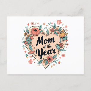 Mama des Jahres Blumenherzendesign Feiertagspostkarte