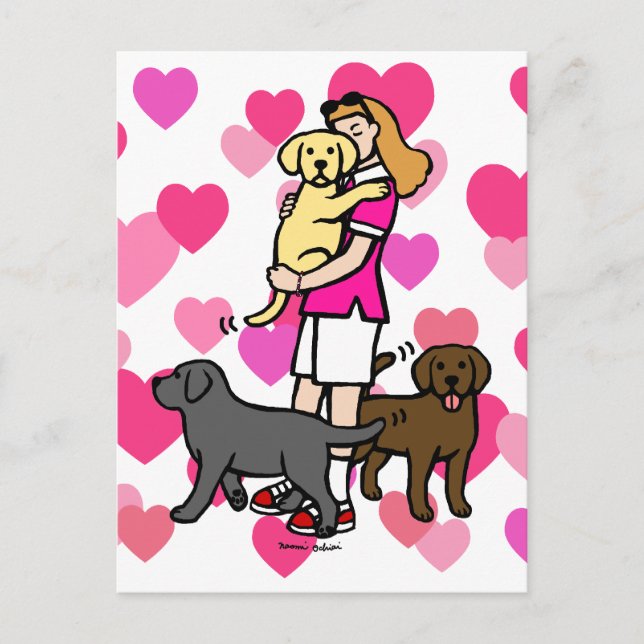 Mama des Labradors im rosa Shirt 1 Postkarte (Vorderseite)