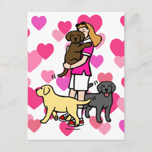Mama des Labradors im rosa Shirt 2 Postkarte