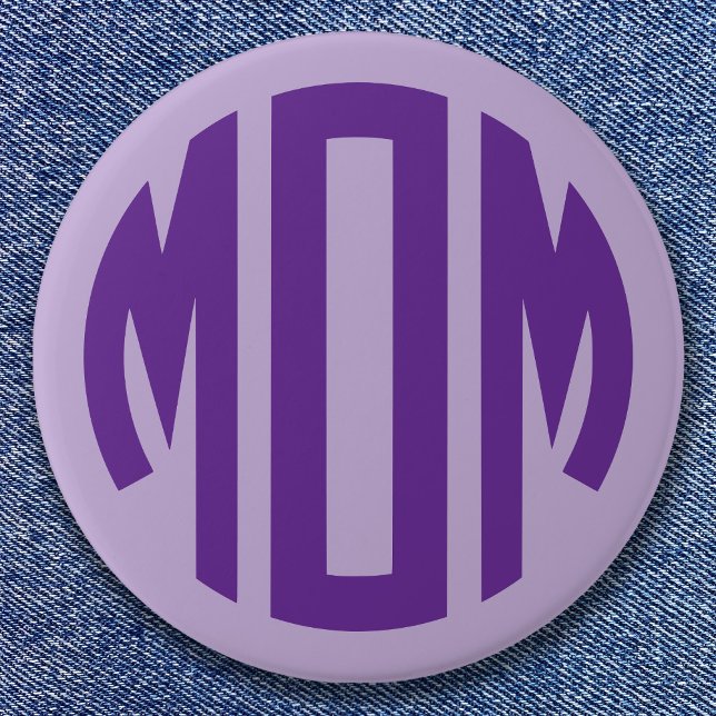 Mama des Lila Circulus monogram, blass und Royal Button (Pale and Royal Purple Circle Monogram MOM Button)