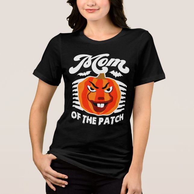 Mama des Patches - Funny Spooky Pumpkin Halloween Tri-Blend Shirt (Vorderseite)