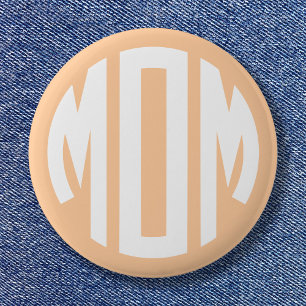 Mama des Pfirsich und des Weißkreises Monogramm Button