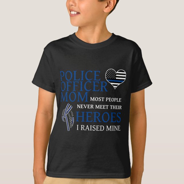 Mama des Polizeibeamten - Familie Thin Blue Line T-Shirt (Vorderseite)