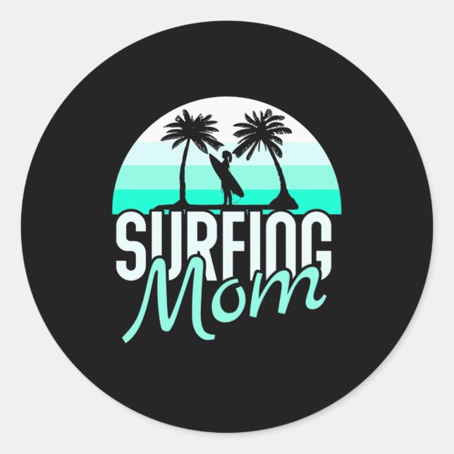 Mama des Surfens Runder Aufkleber (Vorderseite)