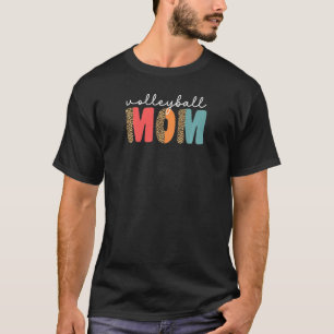 Mama des Volleyball-Balls für Frauen Leopard T-Shirt