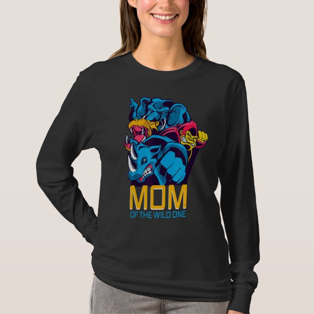 Mama des Wilden Themengebietes Bday Safari Dschung T-Shirt (Vorderseite)