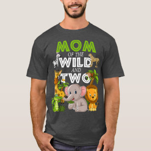 Mama des Wilden Zwei Zoo Birthday Safari Jungle T-Shirt