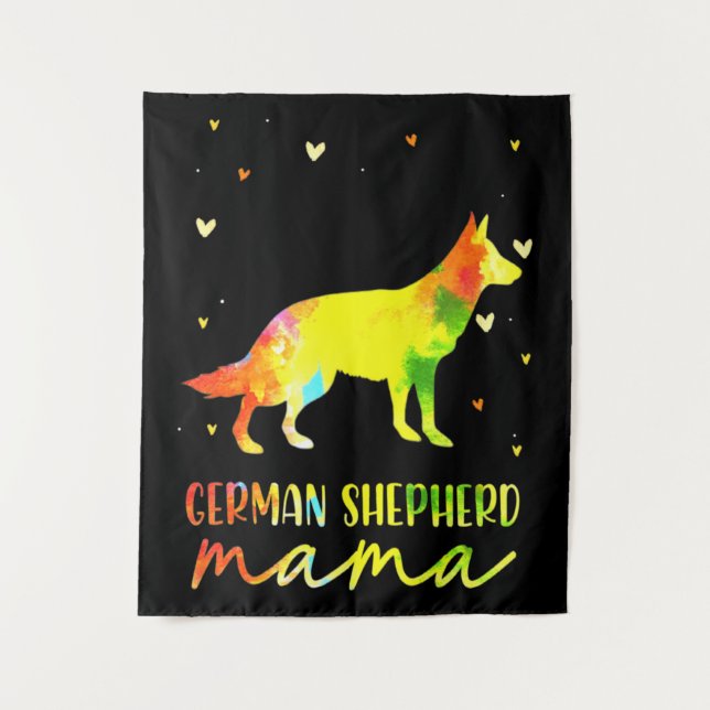 Mama Deutscher Schäferhund Wandteppich (Vorderseite)