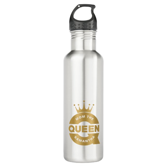 Mama Die Queen Gold Creative Typografie Edelstahlflasche (Vorderseite)