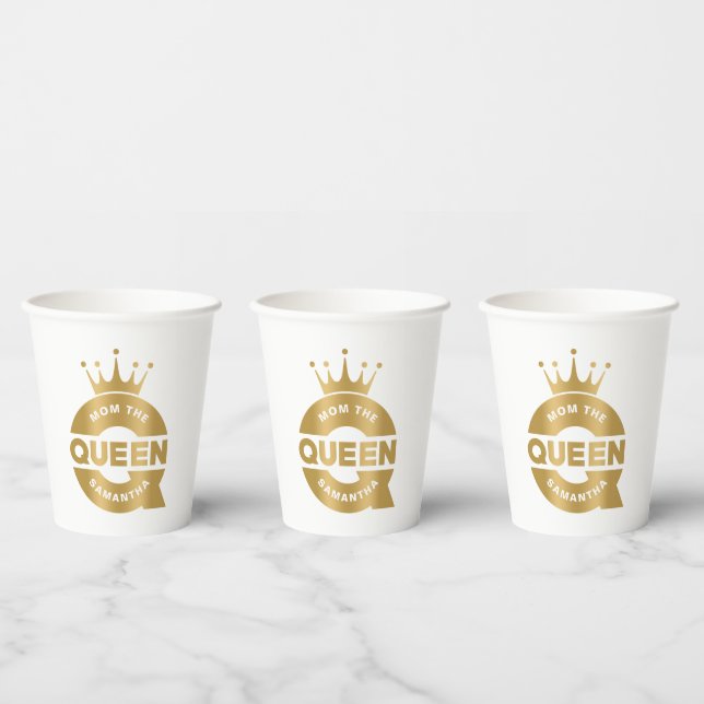 Mama Die Queen Gold Creative Typografie Pappbecher (Multi)