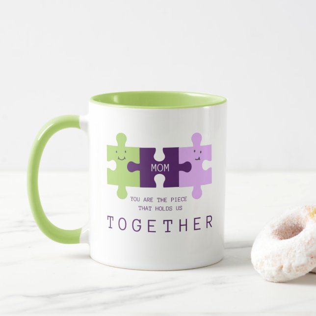 Mama, die Sie uns zusammenhalten Puzzle-Tasse Tasse (Mit Donut)