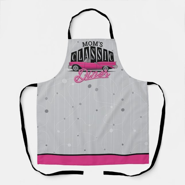 Mama Diner Individuelle Name Imitate Neon 50's Cla Schürze (Vorderseite)