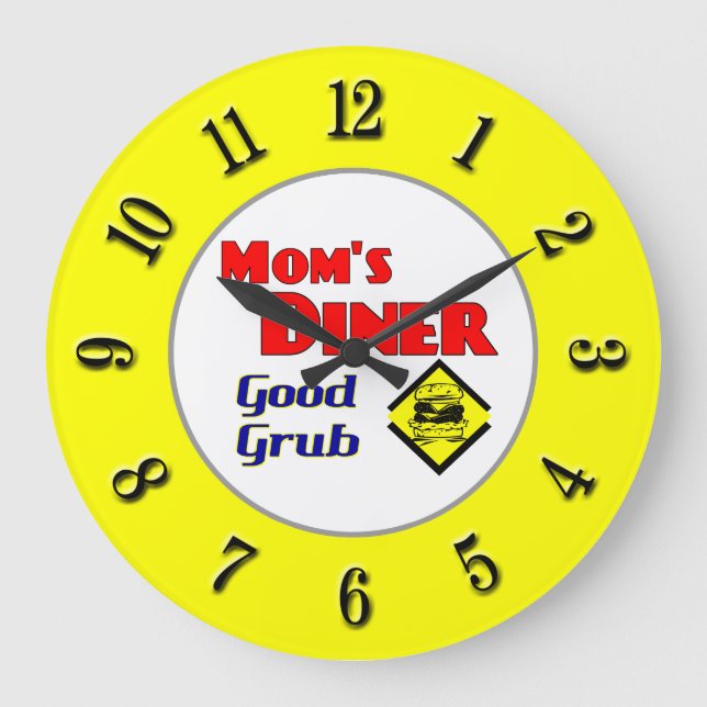 Mama Diner Retro Gelbe Kochnische Uhr (Vorderseite)
