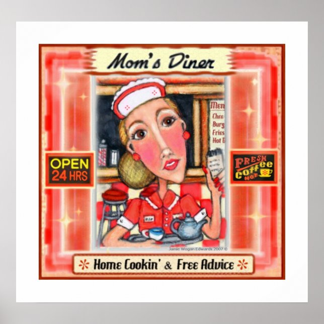 Mama Diner Retro Kitchart Poster drucken (Vorne)