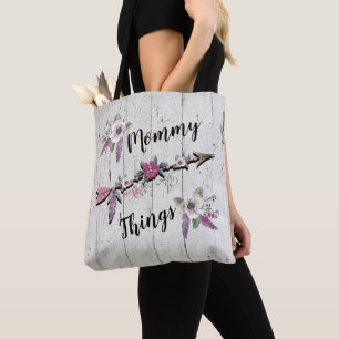 Mama-Dinge, Federn und Blume Tote Tasche
