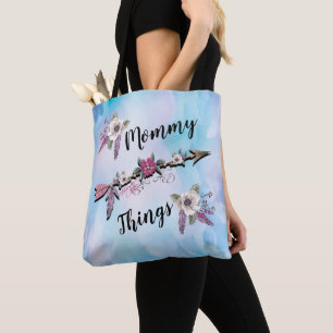 Mama-Dinge, Federn und Blume Tote Tasche
