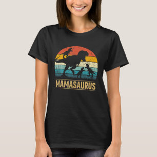 Mama Dinosaur T Rex Mamasaurus 3 Kinder Funny Moth T-Shirt
