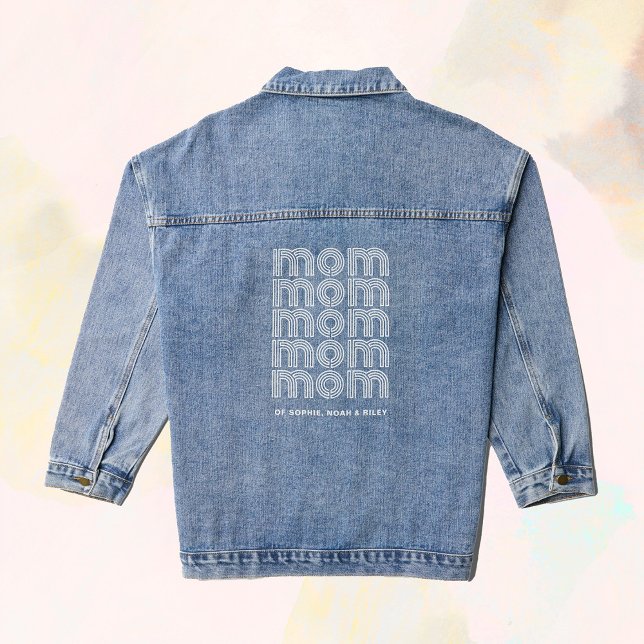 Mama | Disco-Style-Text mit Kindernamen Jeansjacke (A trendy, disco style design on a denim jacket for the proud mom)