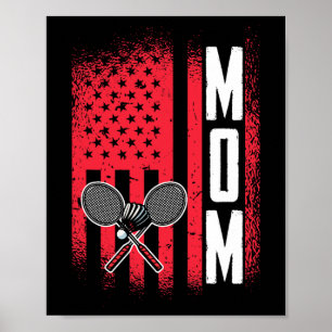 Mama Dminton Player Retro Spiel US Flag Merica Shu Poster
