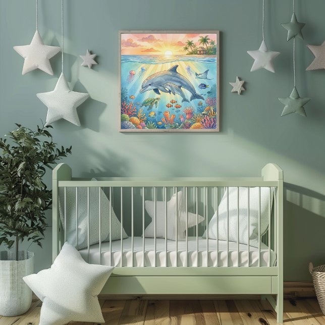 Mama Dolphin and Calf Nursery Poster (Von Creator hochgeladen)