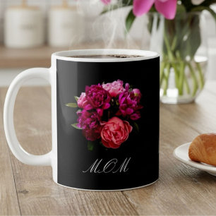 Mama Dramatische rosa und violette Pfingstrosen Kaffeetasse