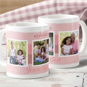 Mama, du bist die Beste - 3 Foto rosa Pinselstrich Kaffeetasse