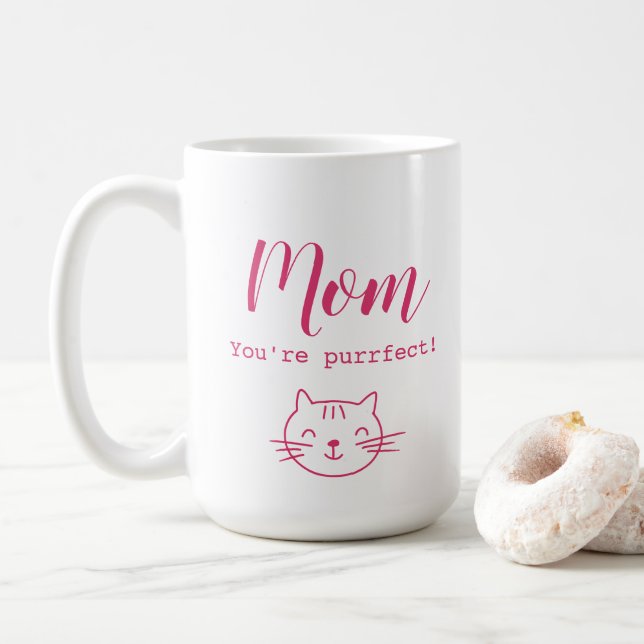 "Mama, du bist purfekt" lustige niedliche Katzenli Kaffeetasse (Mit Donut)