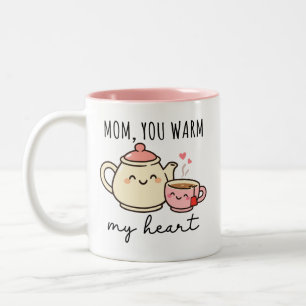 Mama, du erwärmst mein Herz - Muttertags-Tasse Zweifarbige Tasse