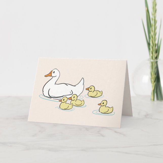 Mama Duck & Baby's Blank Card Dankeskarte (Vorderseite)
