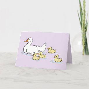 Mama Duck & Baby's Lavendel Blank Card Dankeskarte