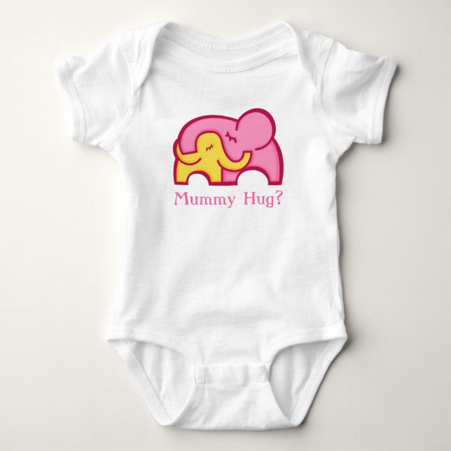 Mama Dug? Baby und Mama Elefant Babytee Strampler (Vorderseite)