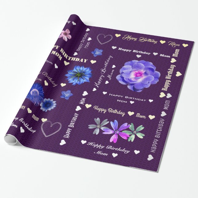 Mama Eggplant Floral Geschenkpapier (Ungerollt)
