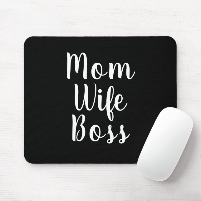 Mama Ehefrau Boss Schwarz-weißes benutzerdefiniert Mousepad (Mit Mouse)